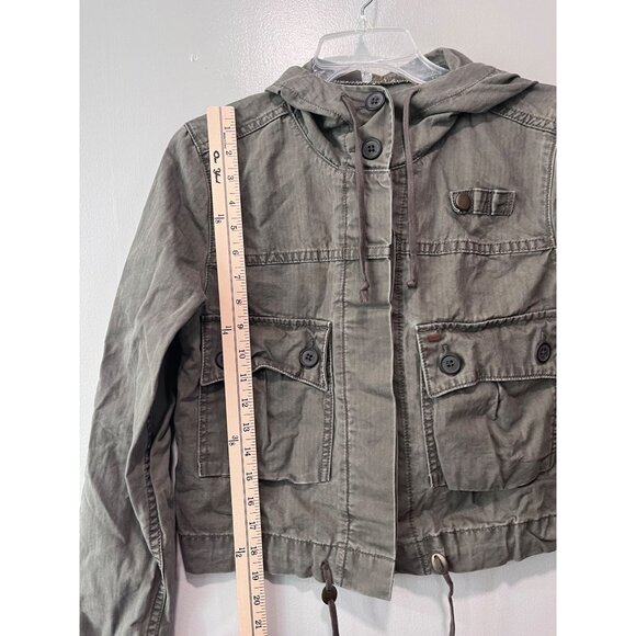 Levis Womens Hooded Olive Green Cotton Cargo‎ Jacket Size M - Picture 2 of 12